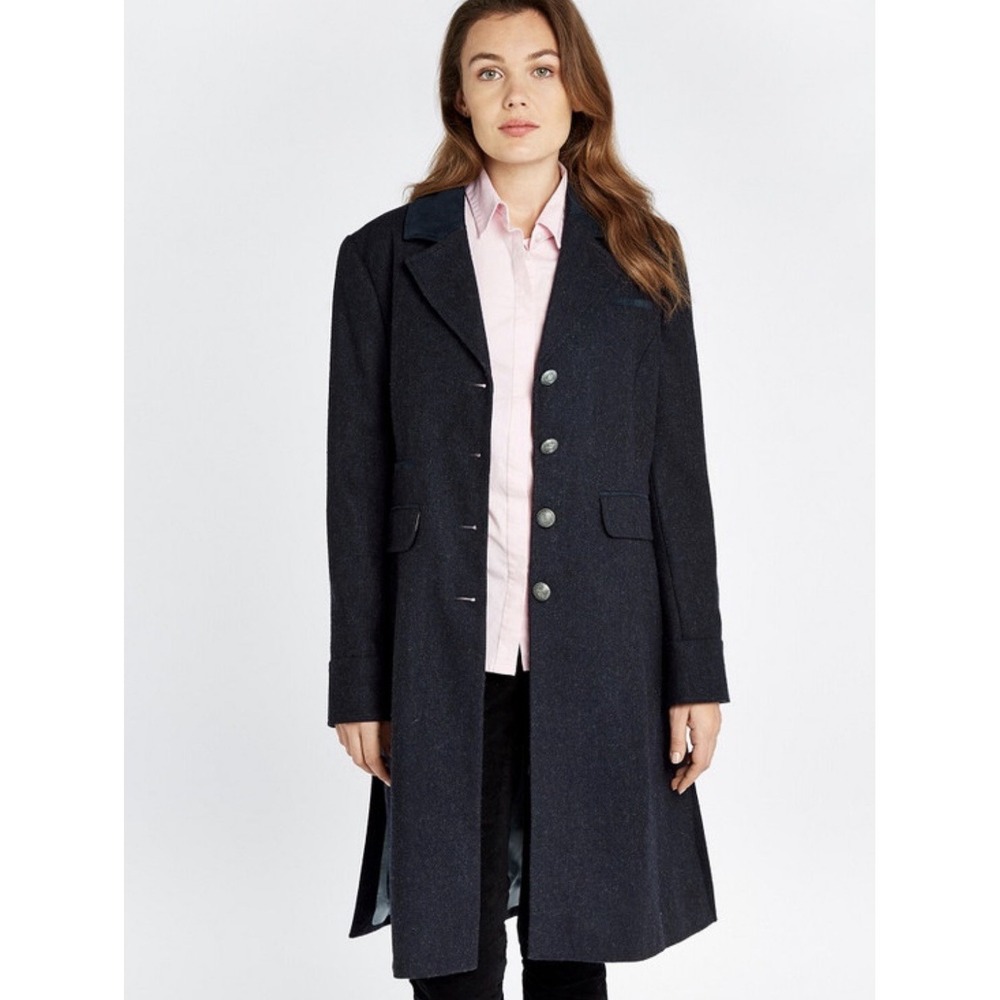 $799 DUBARRY of IRELAND Blackthrown Tweed Jacket Navy Blue WOOL - EU 40 (US 10)